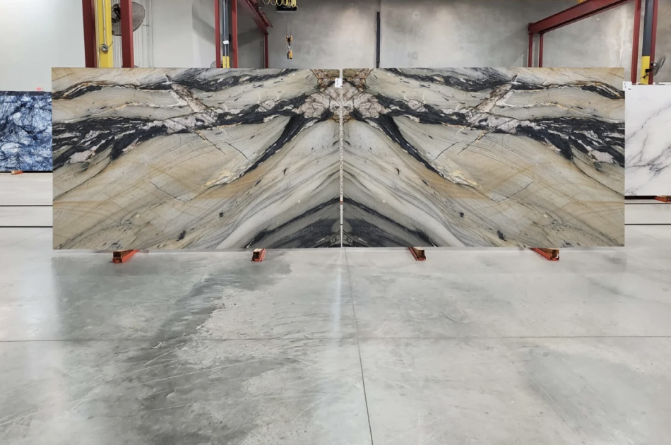 BLUE MAGMA LEATHERED, POLISHED QUARTZITE 